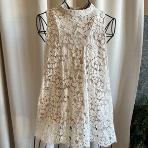 Elegant Cream Lace Sleeveless Top